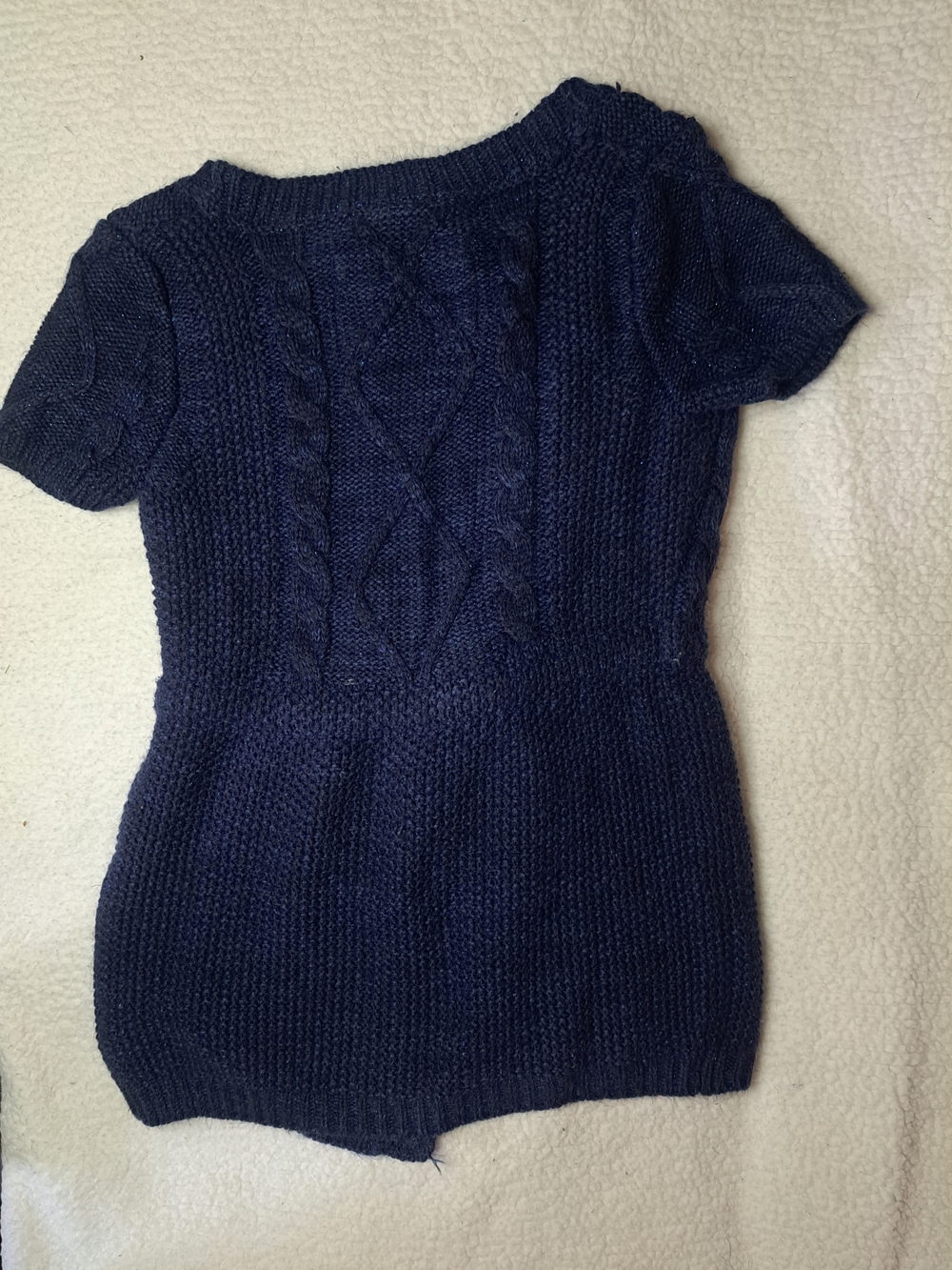 Aeropostale Babydoll Y2k Shimmer Navy Short-Sleeve Tie-Front Knit Cardigan - Picture 5 of 5